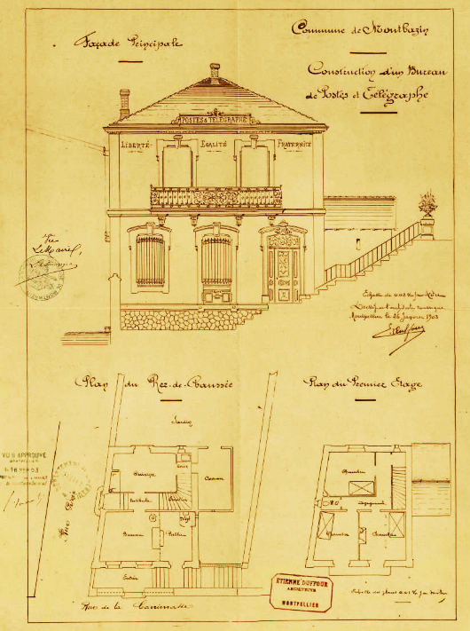 plans du bureau de poste et télégraphe - 1902