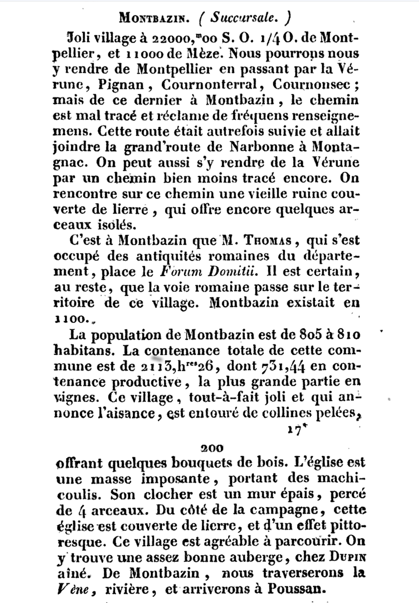 Guide du voyageur dans le Département de l'Hérault, J.M. Amelin - 1827